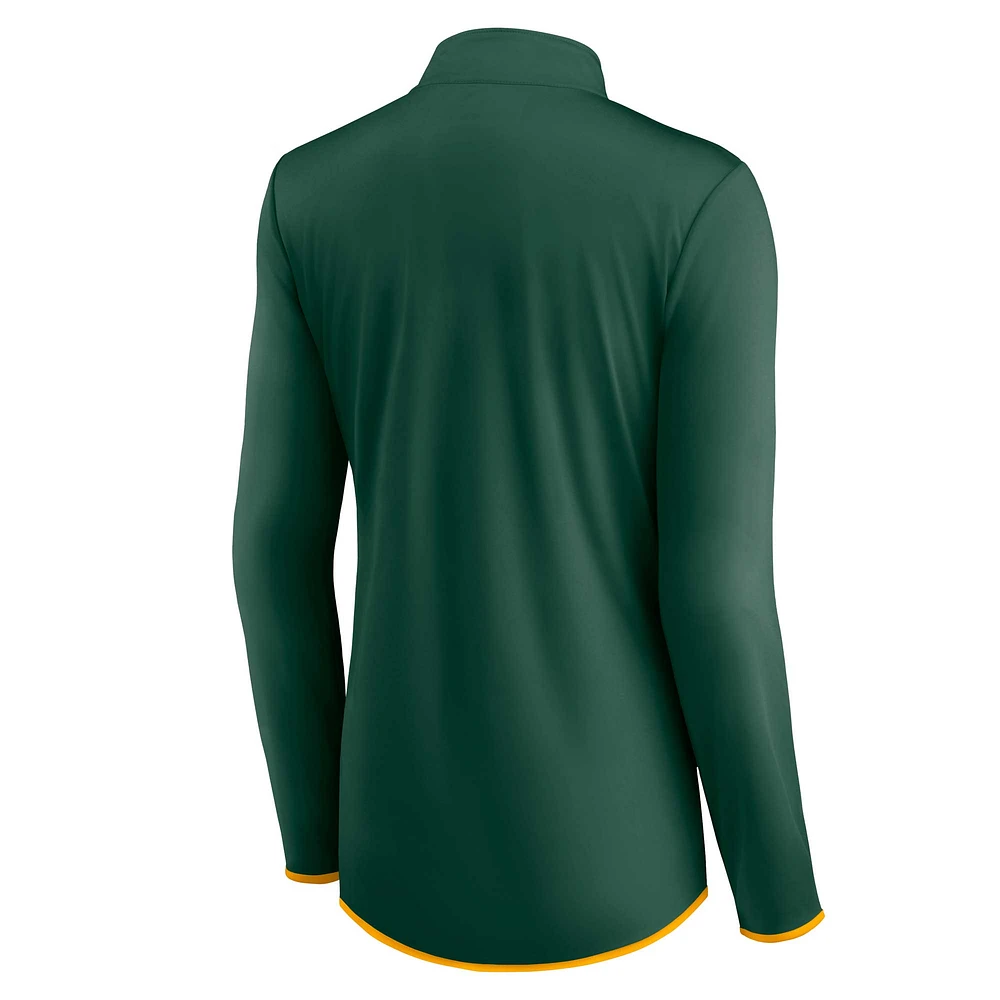 Women's Fanatics Green Athletics Worth The Drive Quarter-Zip Jacket