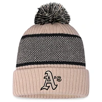 Women's Fanatics Natural/Black Athletics Cuffed Knit Hat with Pom