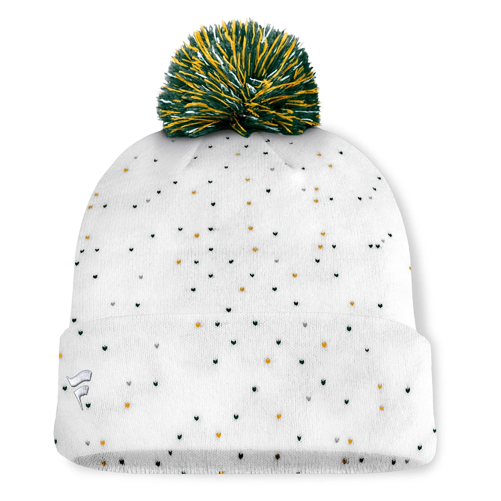 Women's Fanatics White Athletics Fundamental Confetti Cuffed Knit Hat with Pom