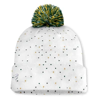 Women's Fanatics White Athletics Fundamental Confetti Cuffed Knit Hat with Pom