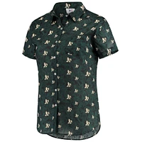 Women's FOCO Green Athletics Floral Button Up Shirt