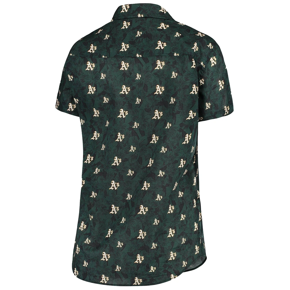 Women's FOCO Green Athletics Floral Button Up Shirt