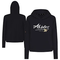 Women's Levelwear Black Athletics Accolade Sweet Express Cropped Tri-Blend Pullover Hoodie