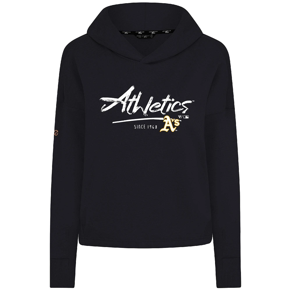Women's Levelwear Black Athletics Accolade Sweet Express Cropped Tri-Blend Pullover Hoodie