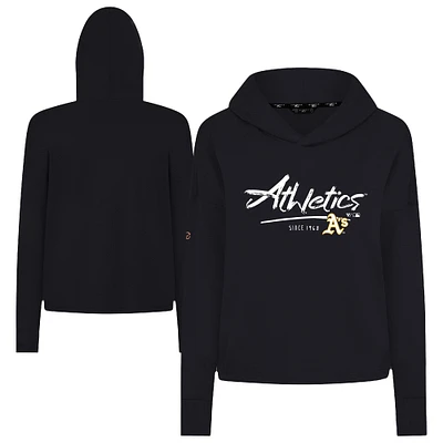 Women's Levelwear Black Athletics Accolade Sweet Express Cropped Tri-Blend Pullover Hoodie