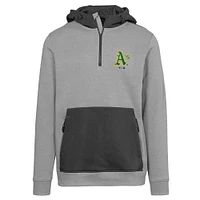 Women's Levelwear Gray Athletics Cooperstown Collection Chicane Core Logo Quarter-Zip Pullover Hoodie