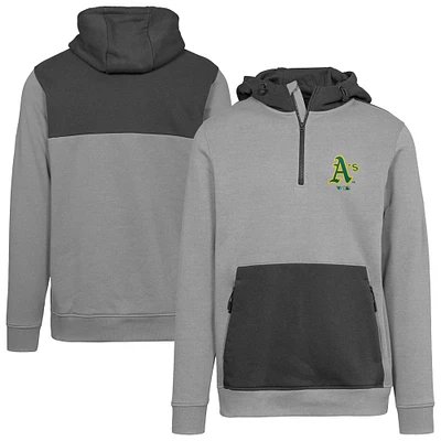Women's Levelwear Gray Athletics Cooperstown Collection Chicane Core Logo Quarter-Zip Pullover Hoodie