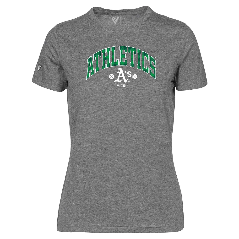 T-shirt à carreaux Maddox gris pour femme Levelwear Athletics St. Patrick's Day
