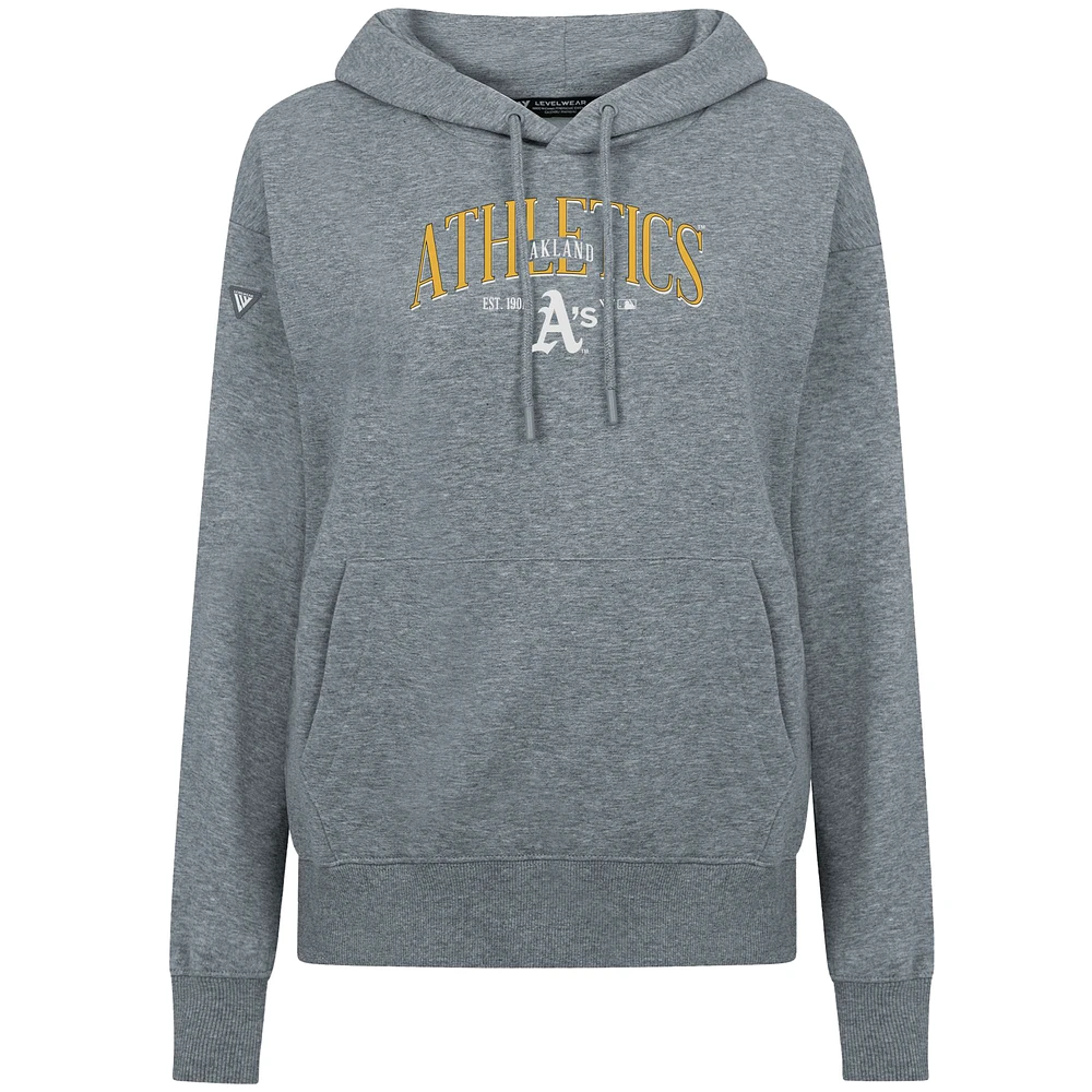 Sweat à capuche gris Oakland Athletics Adorn Throwback Spellout pour femme Levelwear