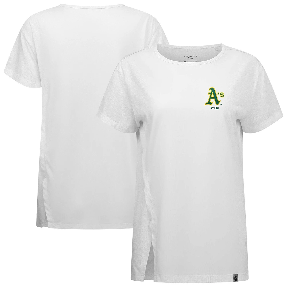 Women's Levelwear White Athletics Cooperstown Collection Influx Core Logo T-Shirt