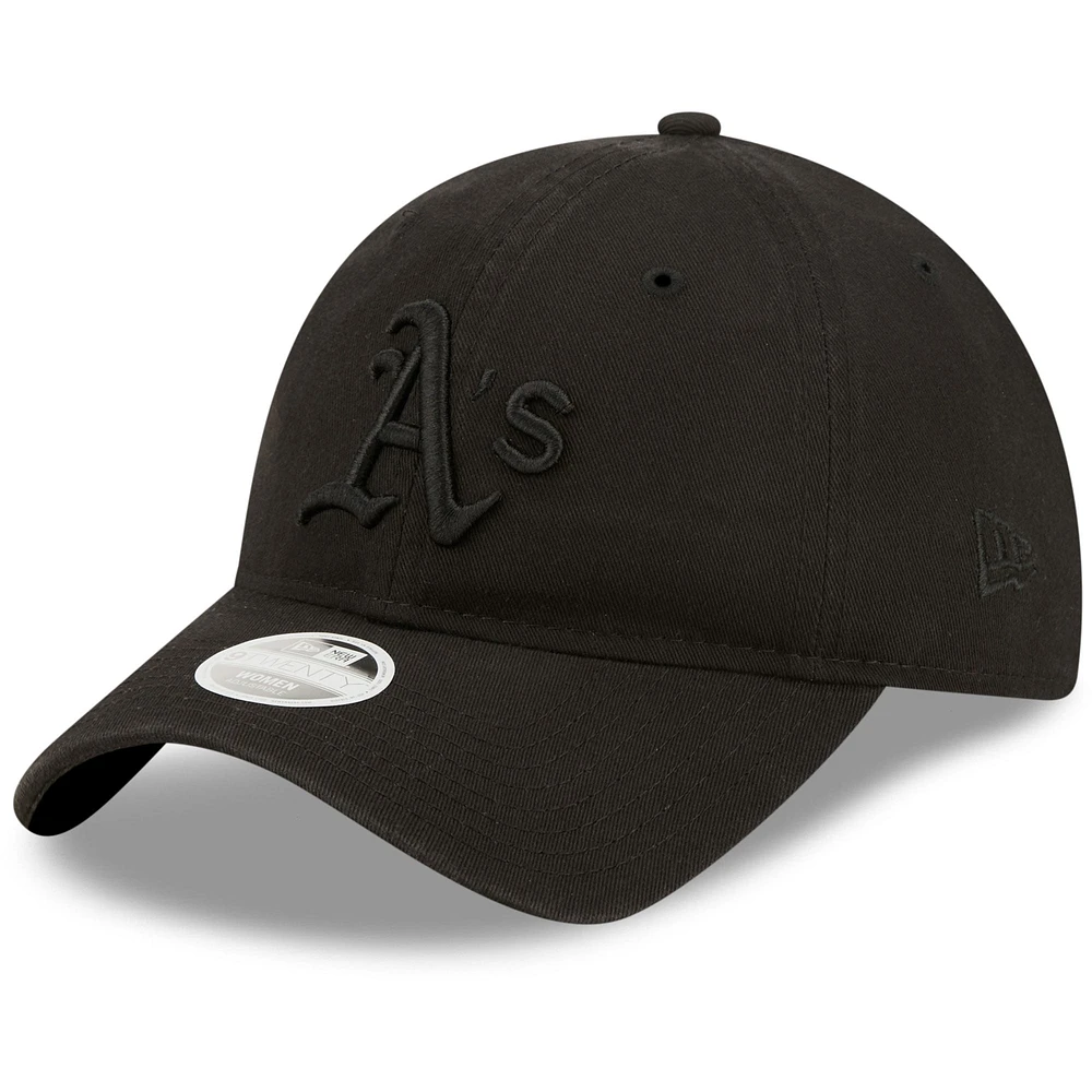 Casquette ajustable 9TWENTY Core Classic II Athletics de New Era pour femme, noir sur noir