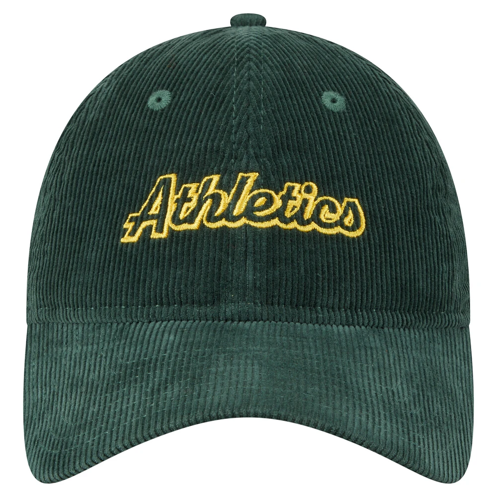 Casquette ajustable en velours côtelé 9TWENTY Athletics Green New Era pour femme