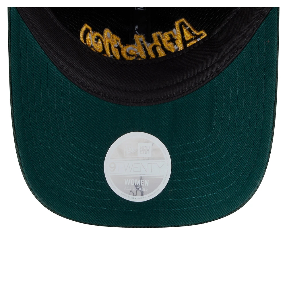 Casquette ajustable en velours côtelé 9TWENTY Athletics Green New Era pour femme