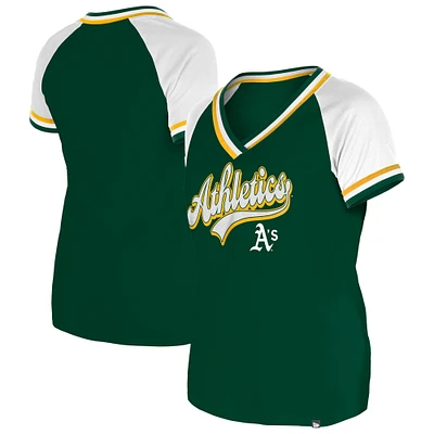 Women's New Era Green Athletics Gameday Raglan V-Neck T-Shirt