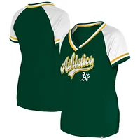 Women's New Era Green Athletics Gameday Raglan V-Neck T-Shirt