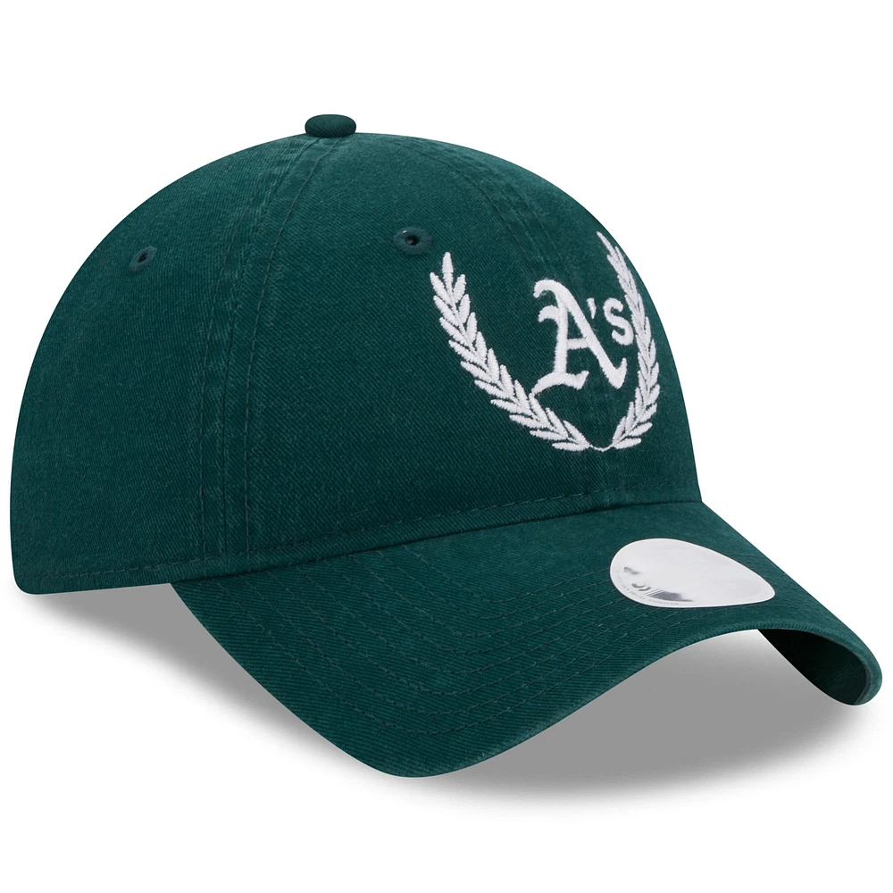 Women's New Era Green Athletics Leaves 9TWENTY Adjustable Hat