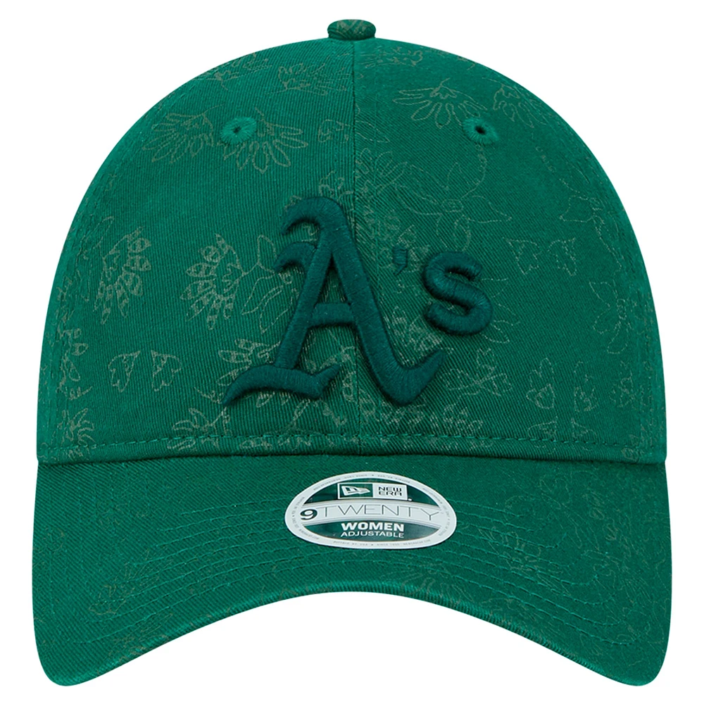 Casquette ajustable 9TWENTY Athletics verte à motif floral ton sur ton pour femme de New Era