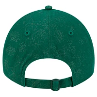 Casquette ajustable 9TWENTY Athletics verte à motif floral ton sur ton pour femme de New Era