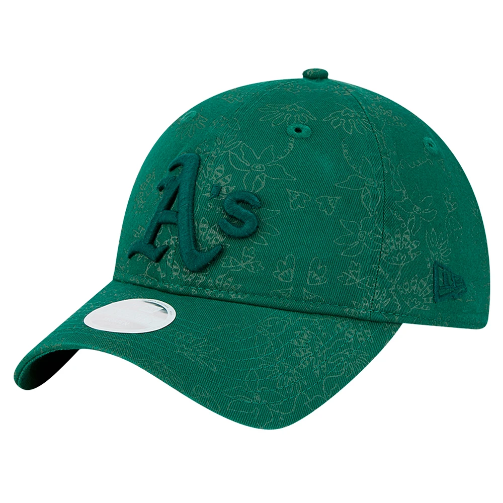 Casquette ajustable 9TWENTY Athletics verte à motif floral ton sur ton pour femme de New Era