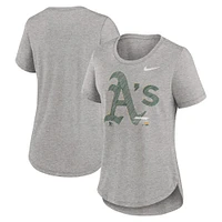 Women's Nike  Heather Gray Athletics Touch Tri-Blend T-Shirt