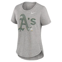 T-shirt Nike Athletics Touch Tri-Blend gris chiné pour femme