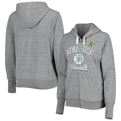 Women's Touch Gray Athletics Training Camp Tri-Blend Lightweight Full-Zip Hoodie