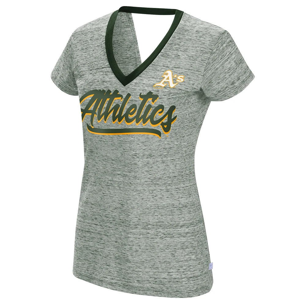 Women's Touch Green Athletics Halftime Back Wrap Top V-Neck T-Shirt