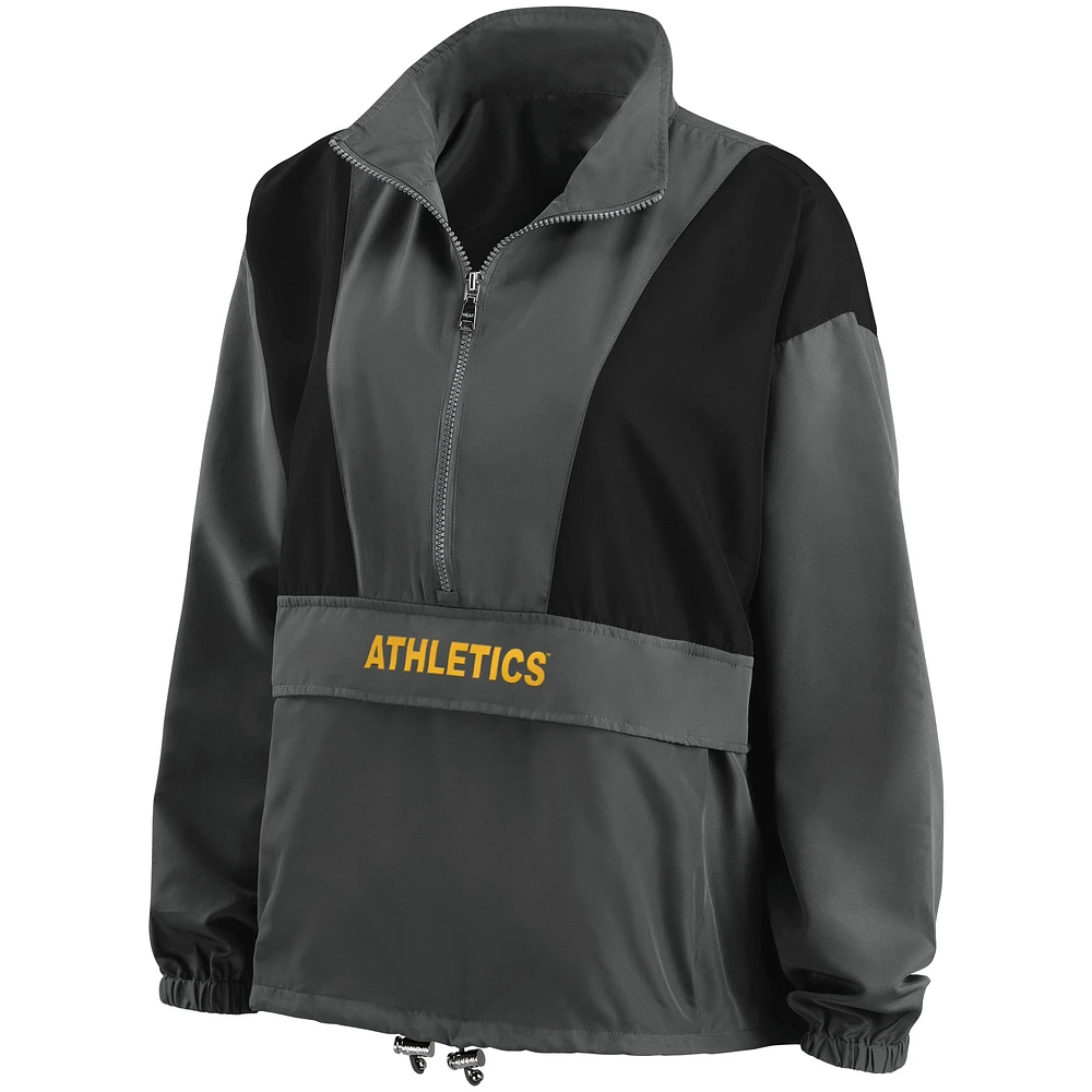 Women's WEAR by Erin Andrews Charcoal Athletics Packable Half-Zip Jacket