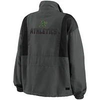 Women's WEAR by Erin Andrews Charcoal Athletics Packable Half-Zip Jacket