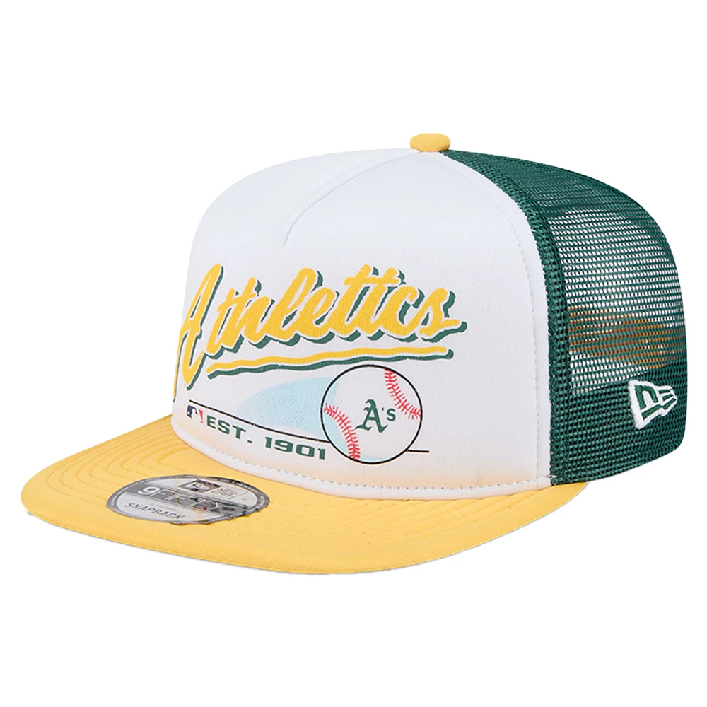 Youth New Era White Athletics Retro 9FIFTY Snapback Hat