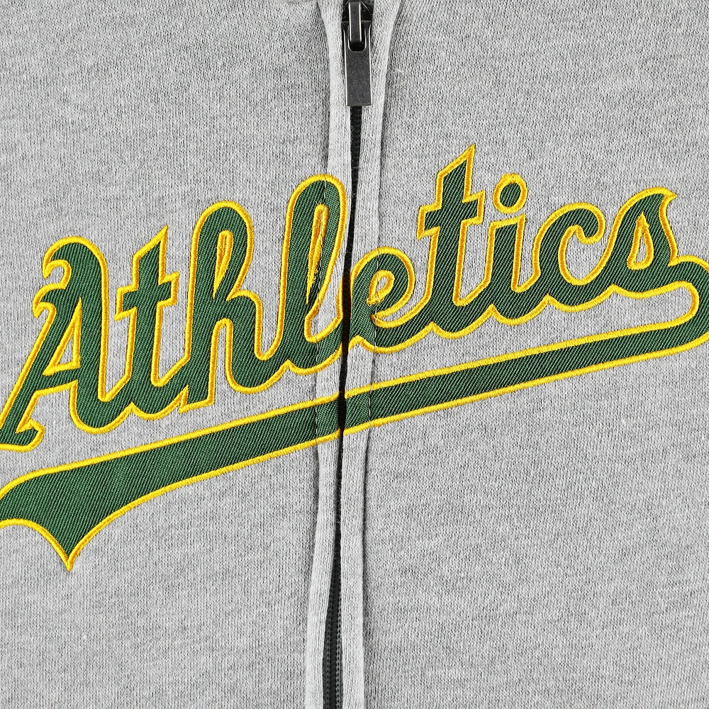 Youth Heather Gray Athletics Wordmark Full-Zip Hoodie