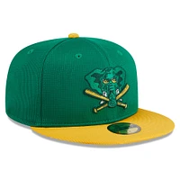 Casquette ajustée 59FIFTY Athletics Kelly Green pour jeunes de New Era entraînement au bâton 2024