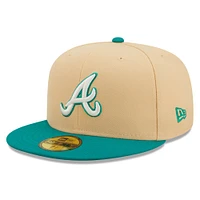 Casquette ajustée 59FIFTY Atlanta Braves Mango Forest New Era pour homme, naturel/bleu sarcelle