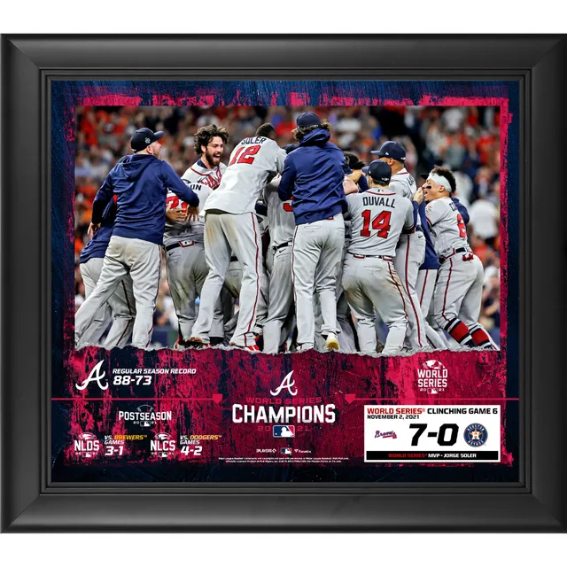 Dansby Swanson Atlanta Braves Autographed 2021 World Series Champions Logo Baseball with 21 WS Champs Inscription