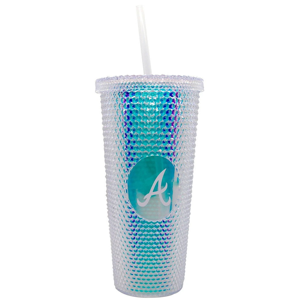 Braves d'Atlanta 24oz. Gobelet de voyage clouté irisé avec paille