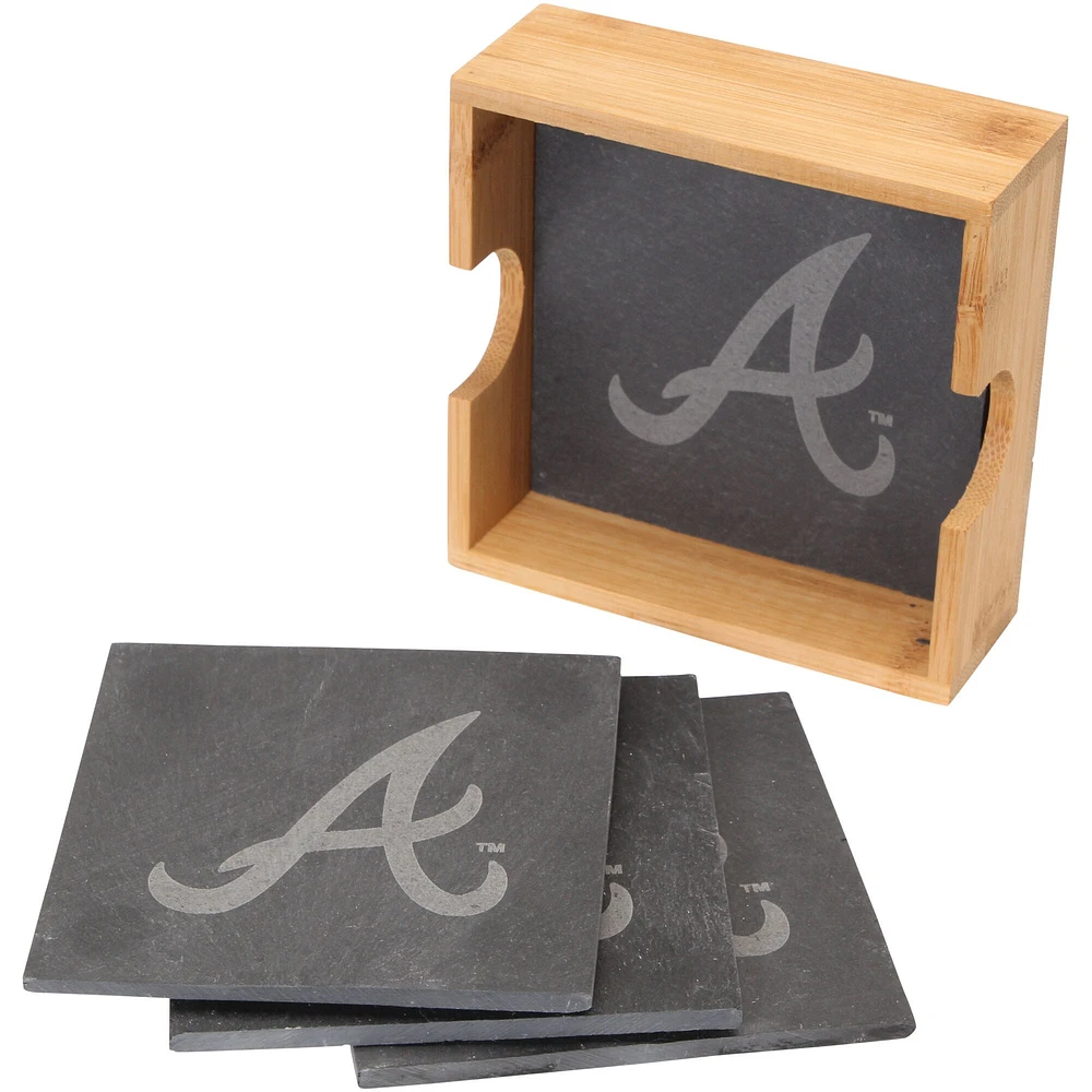 Atlanta Braves Lot de 4 sous-verres carrés en ardoise