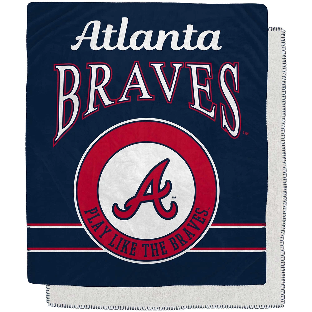 Couverture Sherpa en flanelle polaire avec emblème rétro des Braves d'Atlanta, 50 po x 60 po