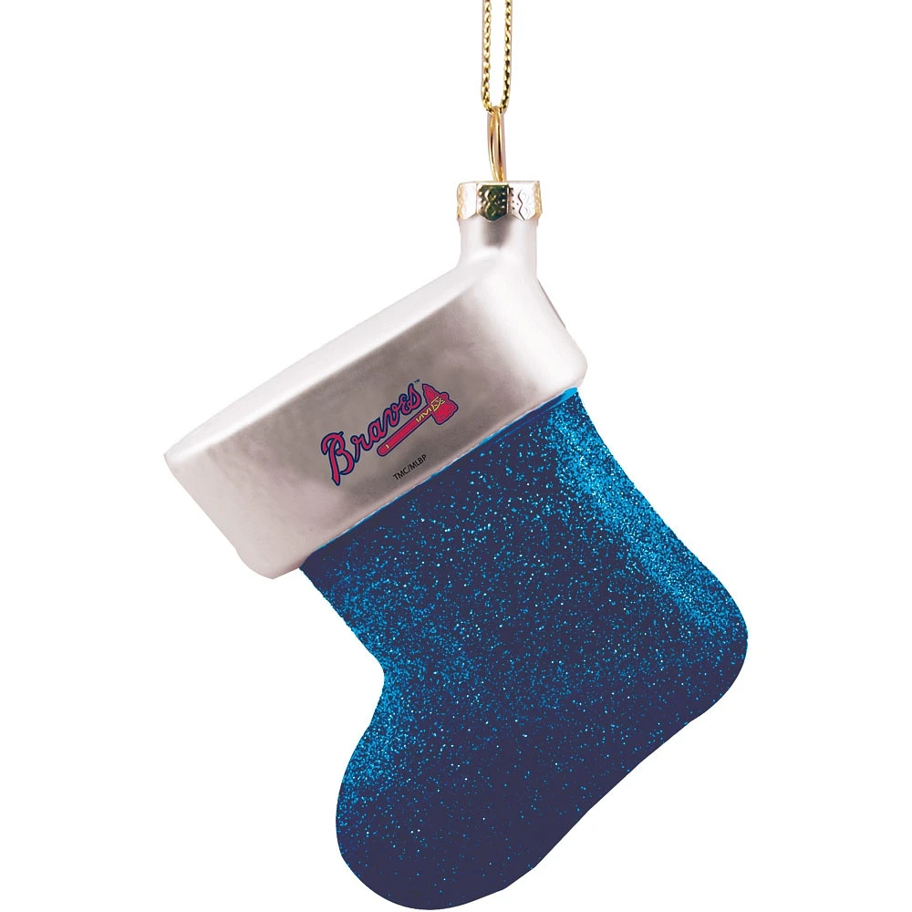 Atlanta Braves Logo Blown Glass Stocking Ornament