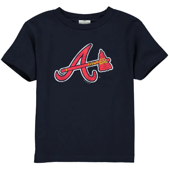 Atlanta Braves Youth Distressed Logo T-Shirt - Navy Blue