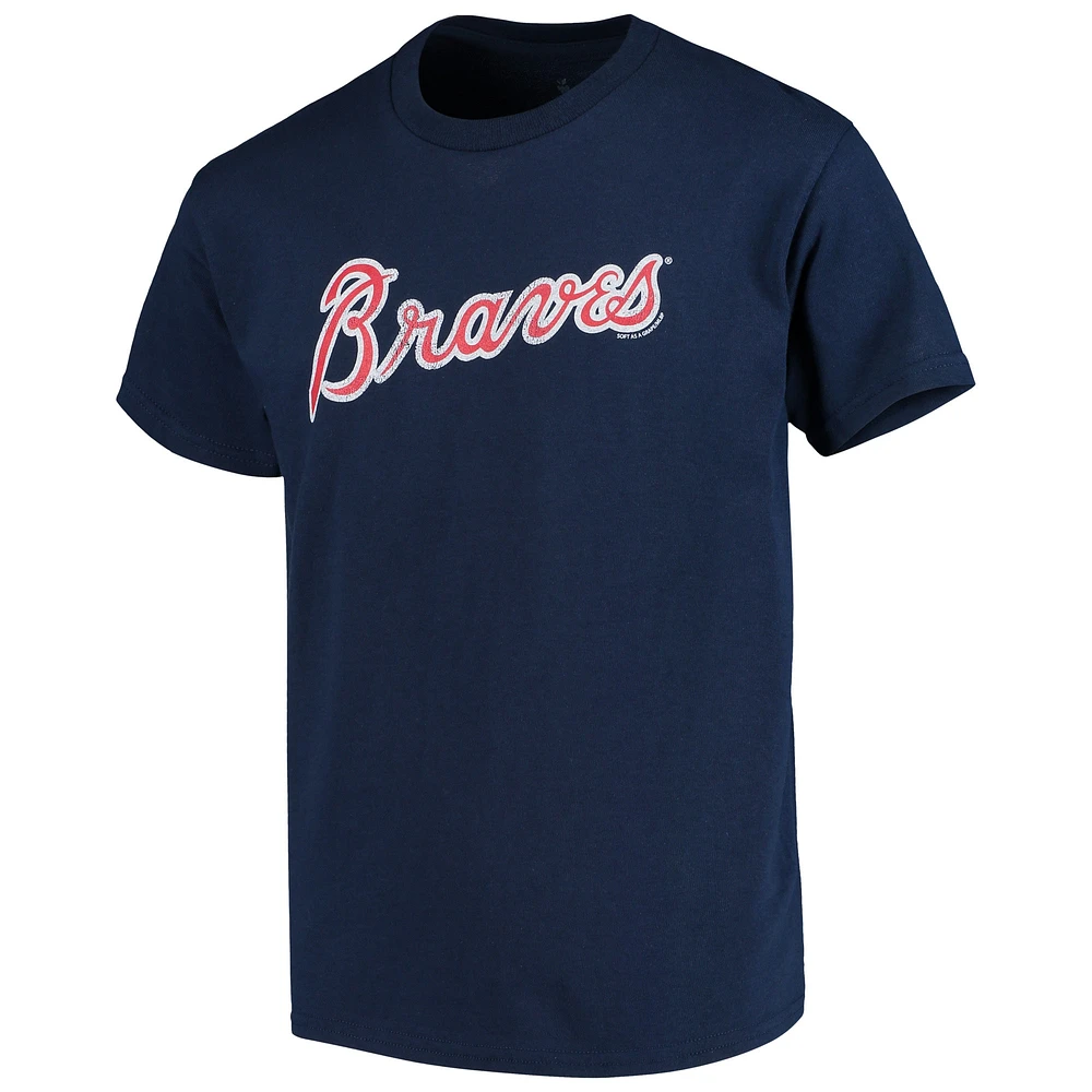 Atlanta Braves Youth Distressed Logo T-Shirt - Navy Blue