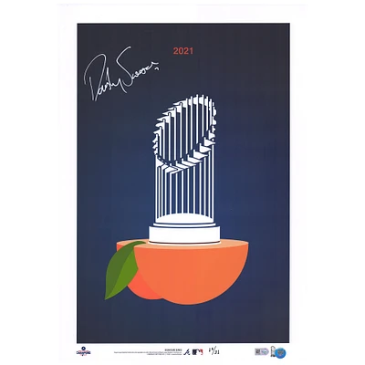 Dansby Swanson Atlanta Braves Autographed 11'' x 14'' Peach Minimalist Print by S. Preston - Limited Edition of 21