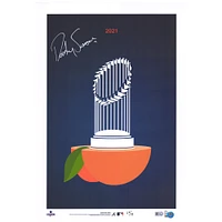 Dansby Swanson Atlanta Braves Autographed 11'' x 14'' Peach Minimalist Print by S. Preston - Limited Edition of 21