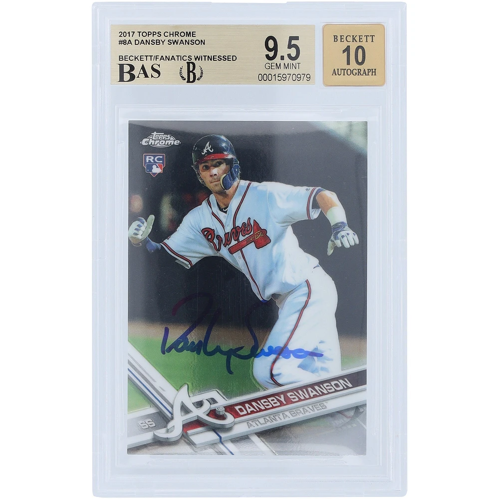 Dansby Swanson Atlanta Braves Autographed 2017 Topps Chrome #8 Beckett Fanatics Witnessed Authenticated 9.5/10 Rookie Card
