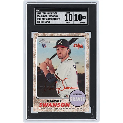 Dansby Swanson Atlanta Braves Autographed 2017 Topps Heritage Real One Red Ink #ROA-DSW #53/68 SGC Authenticated 10/10 Rookie Card