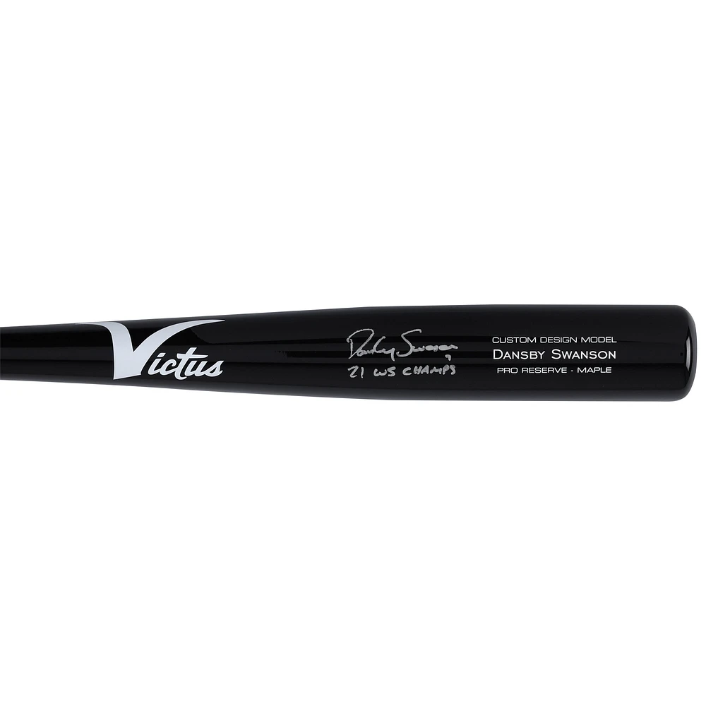 Dansby Swanson Atlanta Braves Autographed Victus Game Model Bat with "21 WS Champs" Inscription