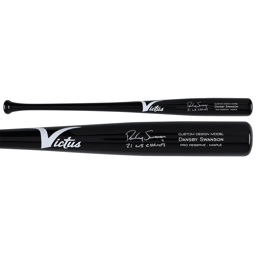 Dansby Swanson Atlanta Braves Autographed Victus Game Model Bat with "21 WS Champs" Inscription