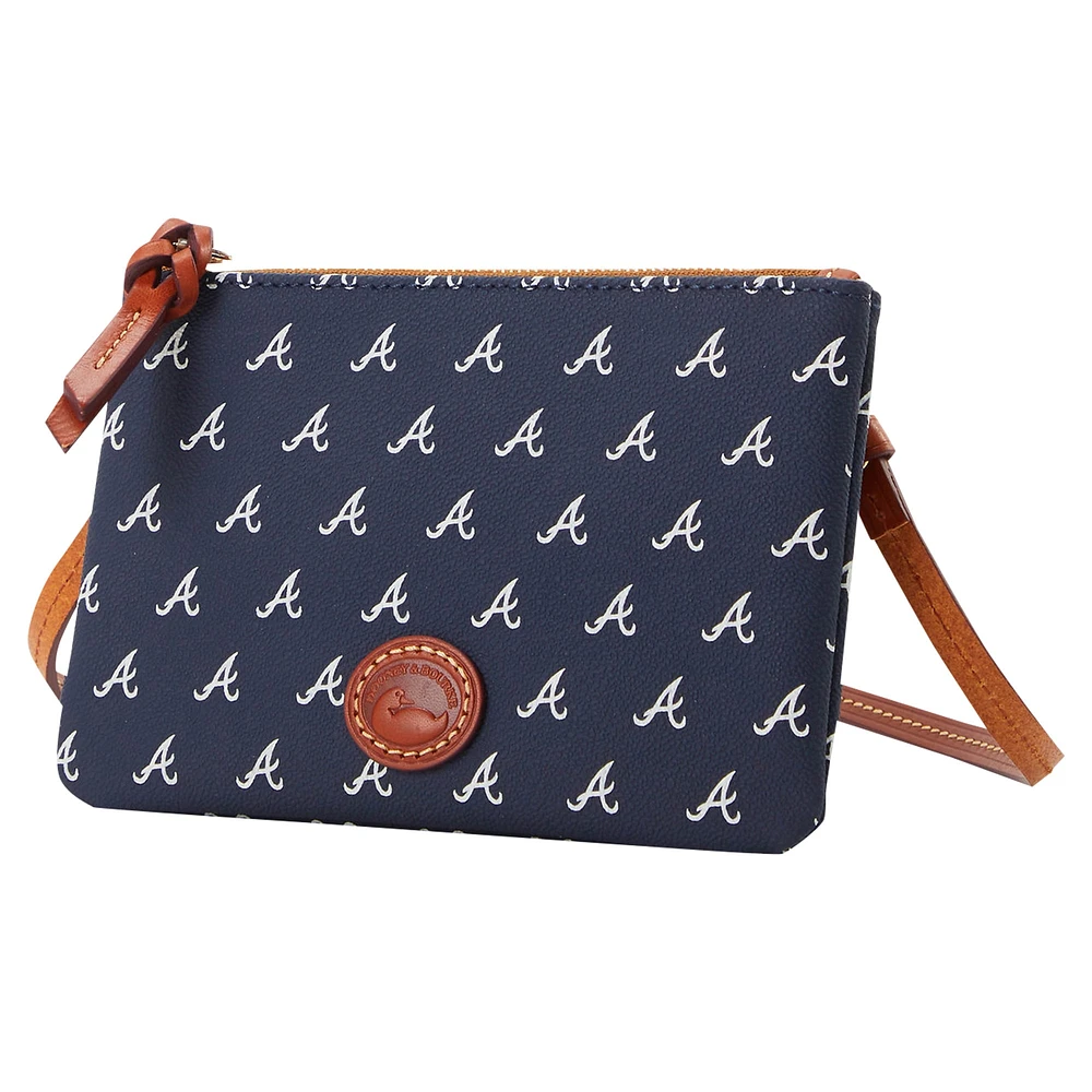 Dooney & Bourke Porte-monnaie à bandoulière avec fermeture éclair sur le dessus des Atlanta Braves