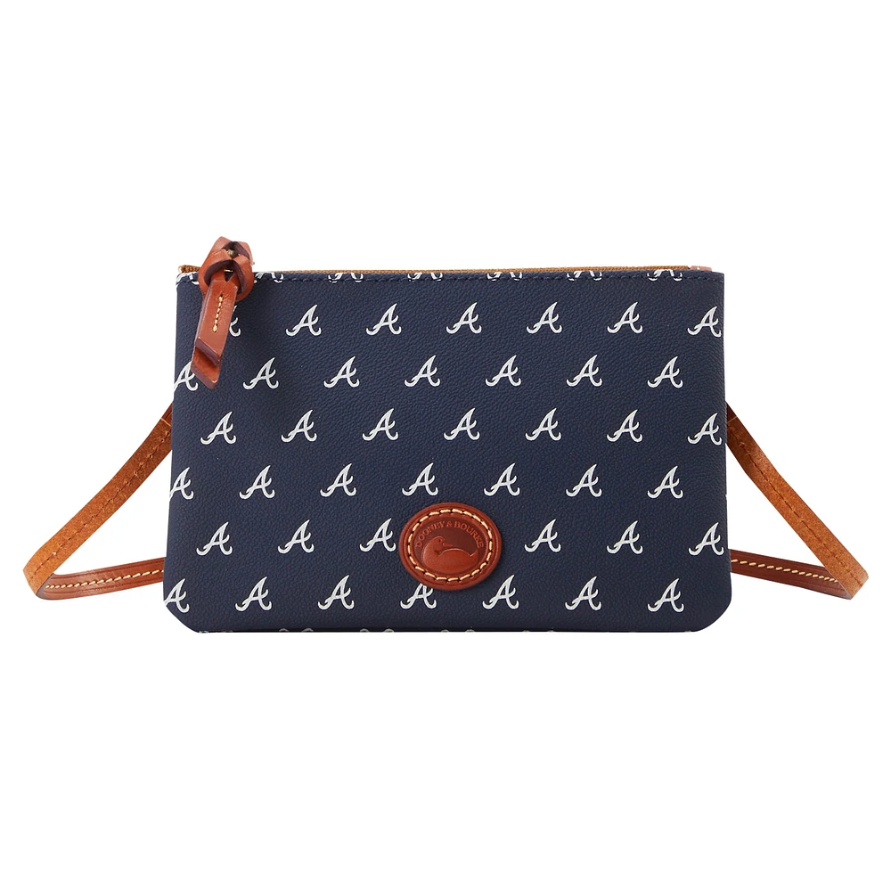 Dooney & Bourke Porte-monnaie à bandoulière avec fermeture éclair sur le dessus des Atlanta Braves