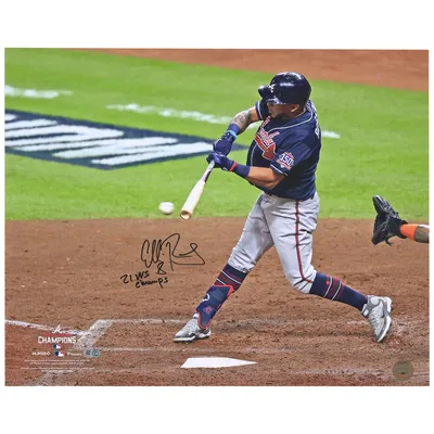 Lids Eddie Rosario Atlanta Braves Fanatics Authentic Autographed 11 x 14  2021 World Series Champions Hitting Spotlight Photograph