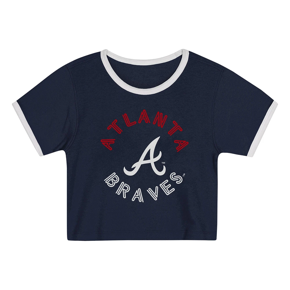Ensemble t-shirt et short bleu marine pour filles d'âge préscolaire des Braves d'Atlanta Double Run